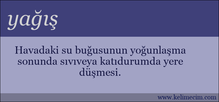 yağış kelimesinin anlamı ne demek?