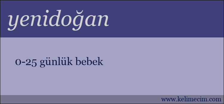 yenidoğan kelimesinin anlamı ne demek?