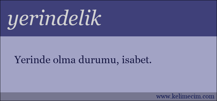 yerindelik kelimesinin anlamı ne demek?