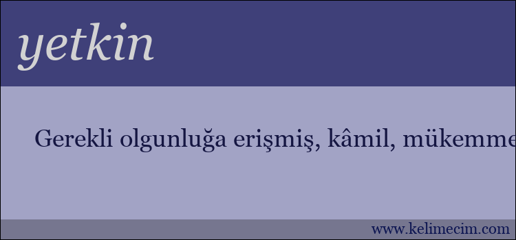 yetkin kelimesinin anlamı ne demek?