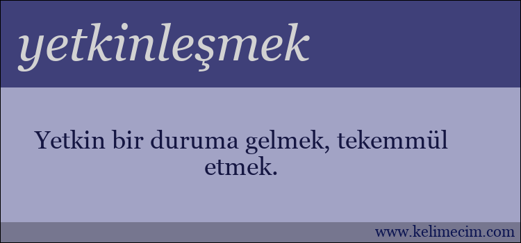 yetkinleşmek kelimesinin anlamı ne demek?