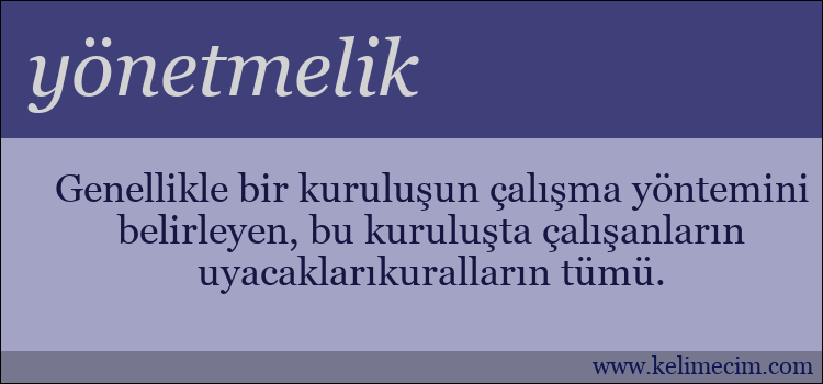 yönetmelik kelimesinin anlamı ne demek?