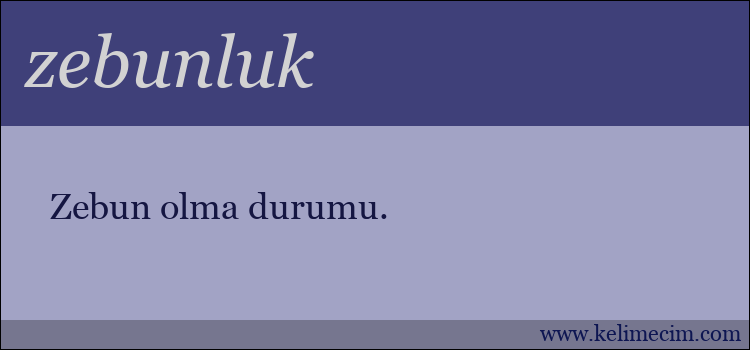 zebunluk kelimesinin anlamı ne demek?