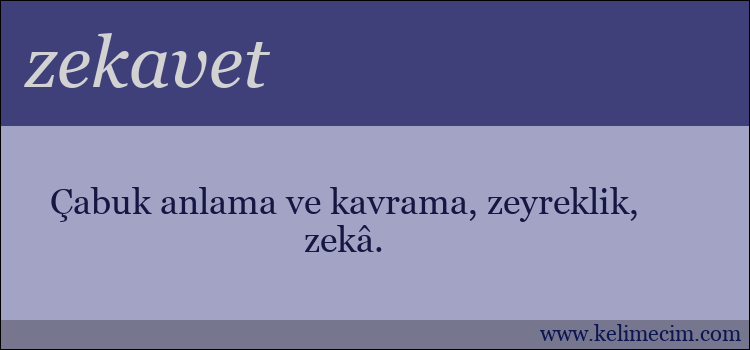 zekavet kelimesinin anlamı ne demek?