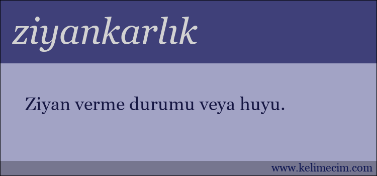 ziyankarlık kelimesinin anlamı ne demek?