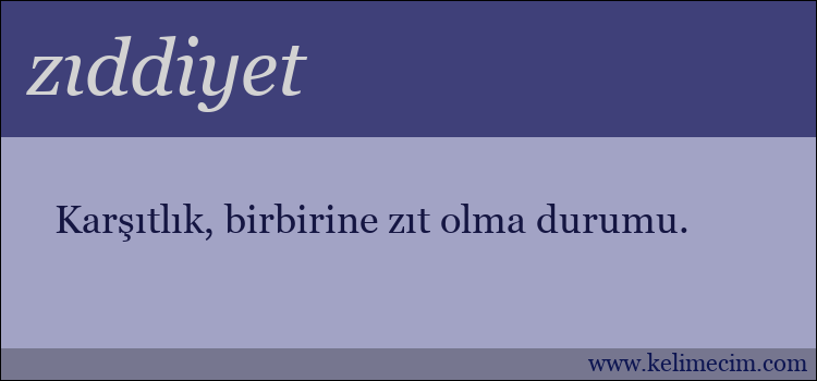 zıddiyet kelimesinin anlamı ne demek?