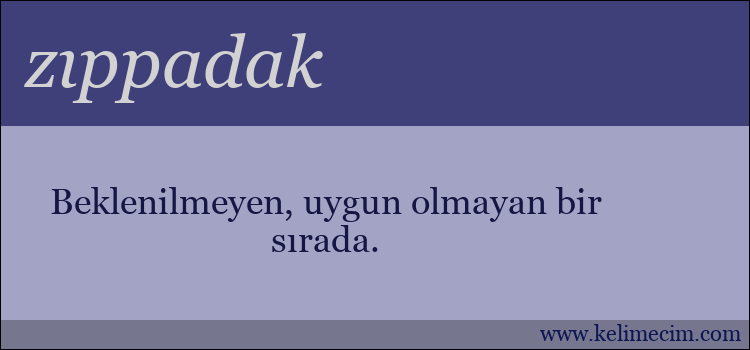 zıppadak kelimesinin anlamı ne demek?