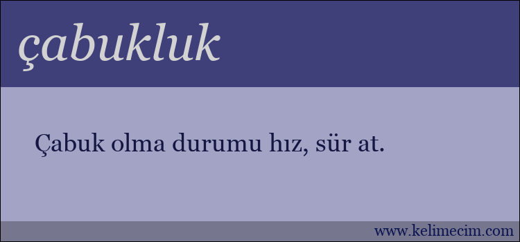 çabukluk kelimesinin anlamı ne demek?