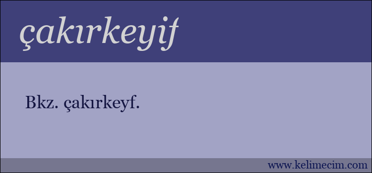 çakırkeyif kelimesinin anlamı ne demek?