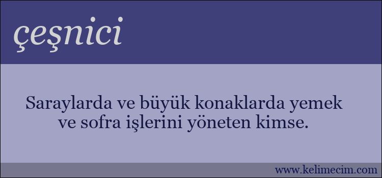 çeşnici kelimesinin anlamı ne demek?