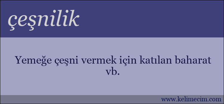 çeşnilik kelimesinin anlamı ne demek?