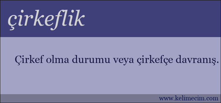 çirkeflik kelimesinin anlamı ne demek?