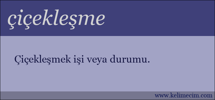çiçekleşme kelimesinin anlamı ne demek?