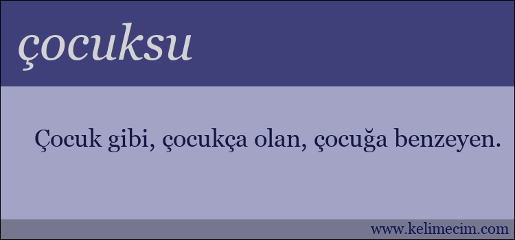 çocuksu kelimesinin anlamı ne demek?