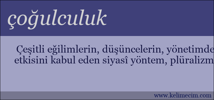 çoğulculuk kelimesinin anlamı ne demek?