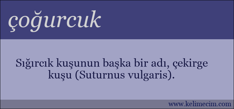 çoğurcuk kelimesinin anlamı ne demek?