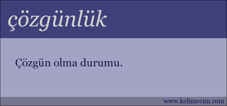 çözgünlük kelimesinin anlamı ne demek?