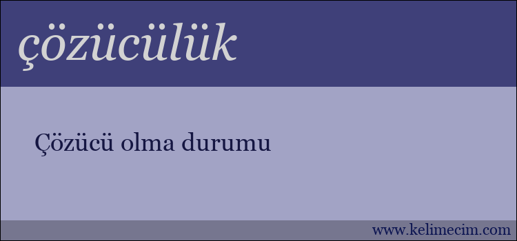 çözücülük kelimesinin anlamı ne demek?