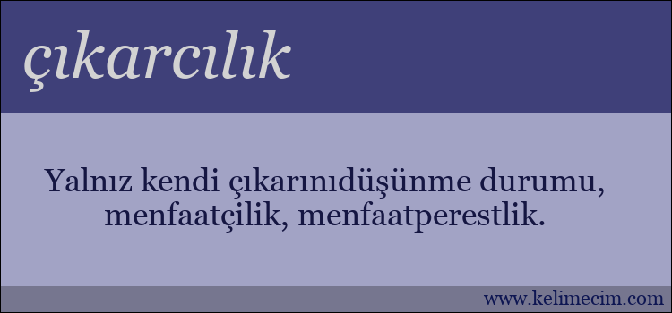 çıkarcılık kelimesinin anlamı ne demek?