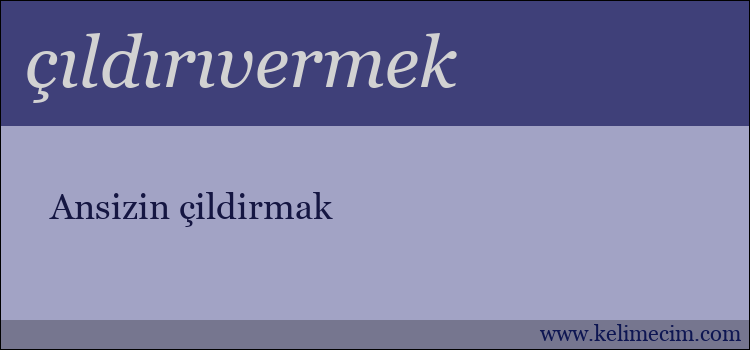 çıldırıvermek kelimesinin anlamı ne demek?