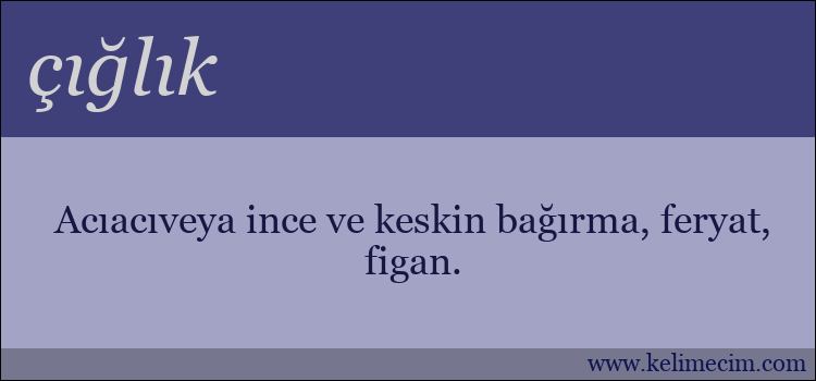 çığlık kelimesinin anlamı ne demek?