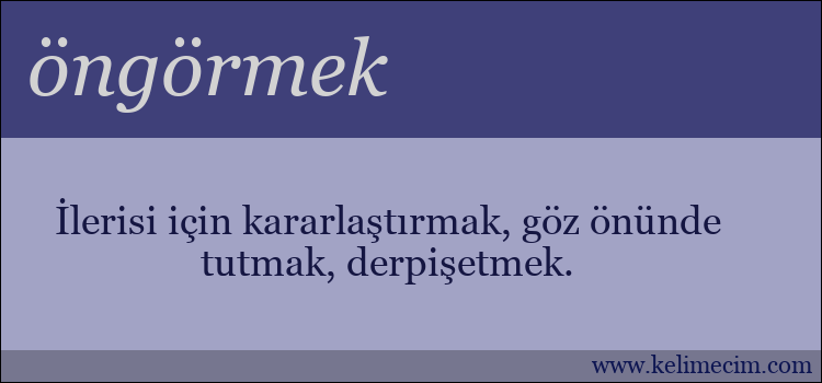 öngörmek kelimesinin anlamı ne demek?