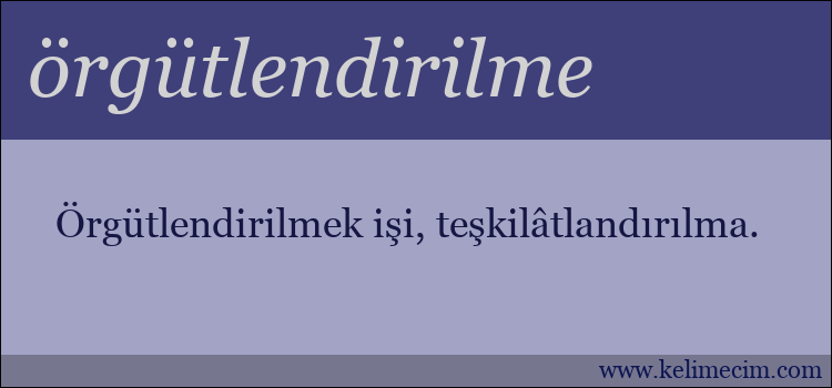 örgütlendirilme kelimesinin anlamı ne demek?