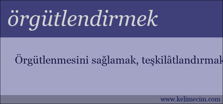 örgütlendirmek kelimesinin anlamı ne demek?