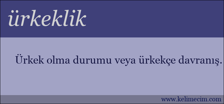 ürkeklik kelimesinin anlamı ne demek?