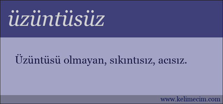 üzüntüsüz kelimesinin anlamı ne demek?