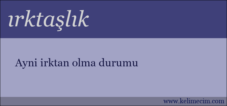 ırktaşlık kelimesinin anlamı ne demek?