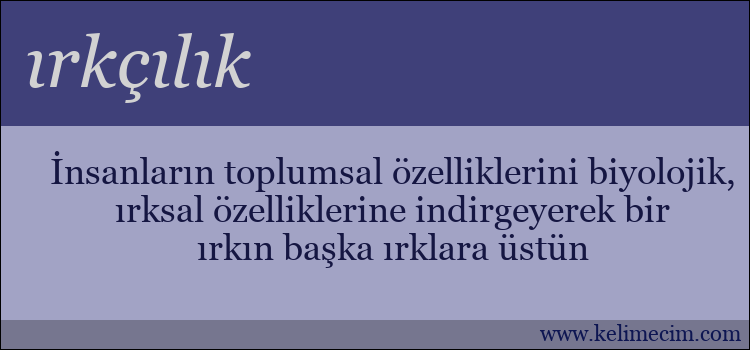 ırkçılık kelimesinin anlamı ne demek?