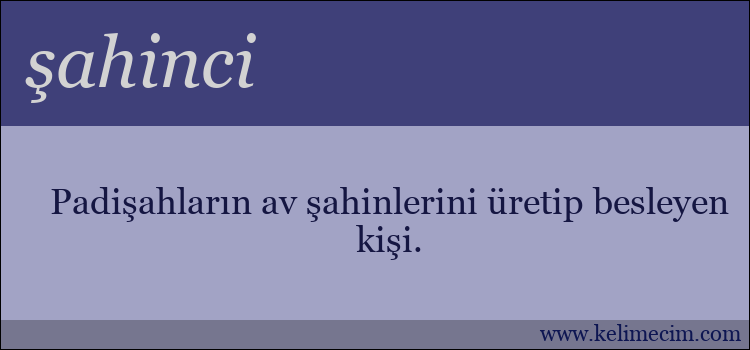 şahinci kelimesinin anlamı ne demek?