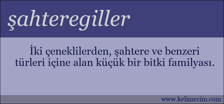 şahteregiller kelimesinin anlamı ne demek?