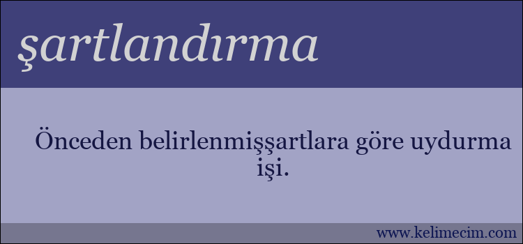 şartlandırma kelimesinin anlamı ne demek?