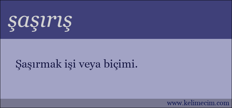 şaşırış kelimesinin anlamı ne demek?