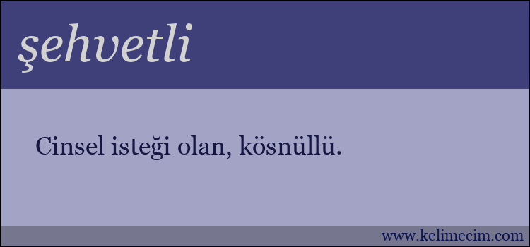 şehvetli kelimesinin anlamı ne demek?