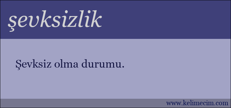 şevksizlik kelimesinin anlamı ne demek?