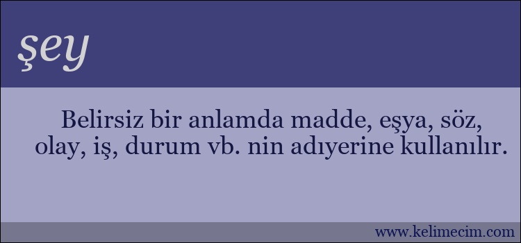 şey kelimesinin anlamı ne demek?