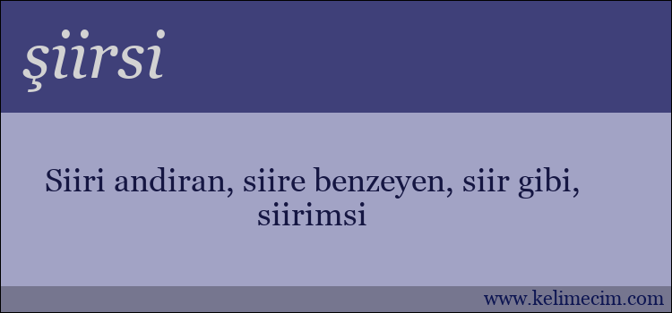 şiirsi kelimesinin anlamı ne demek?