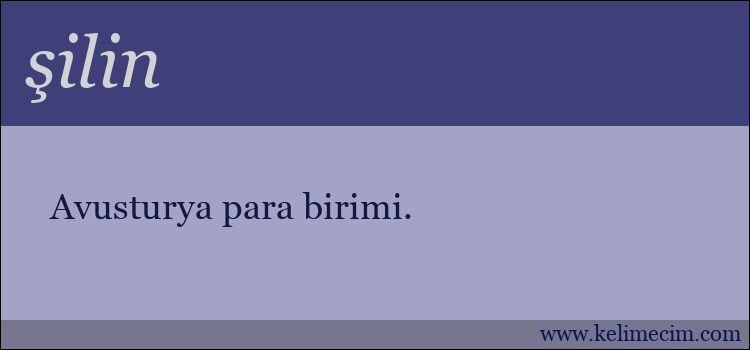 şilin kelimesinin anlamı ne demek?