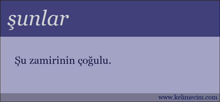 şunlar kelimesinin anlamı ne demek?